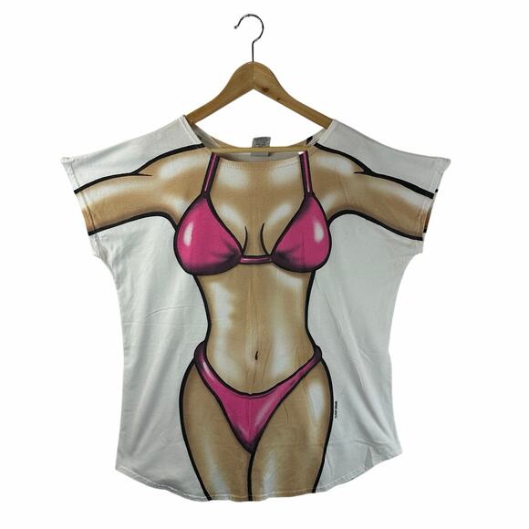 Vintage Body Dreams Tee Bikini Hot Bod Beach Cover Shirt Costume Humor OSFM - Picture 1 of 9